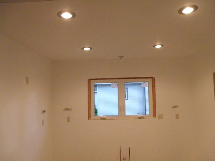 Recessed ceiling lights in a residential home